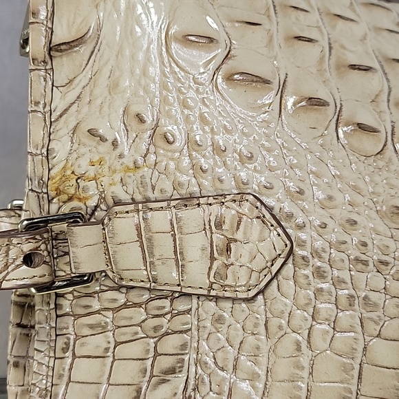 Large Brahmin Tan Croc Embossed Tote Shoulder Bag - Picture 5 of 14